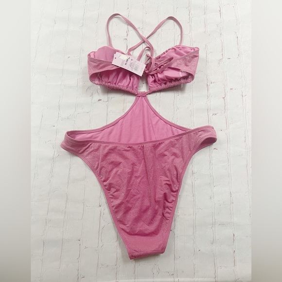 [Wild Fable] NWT pink sparkle cutout one piece swimsuit womens XL - Picture 2 of 4